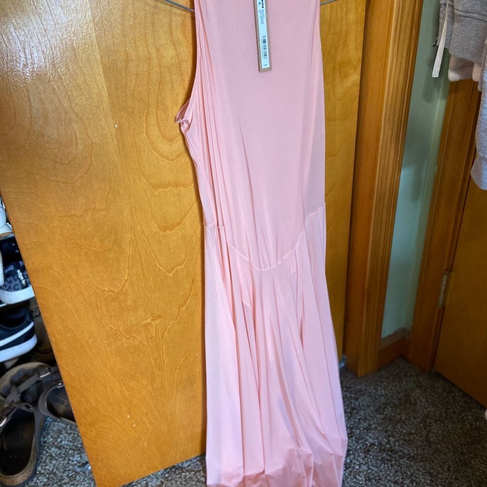 SKIMS Peach High Neck Midi Dress